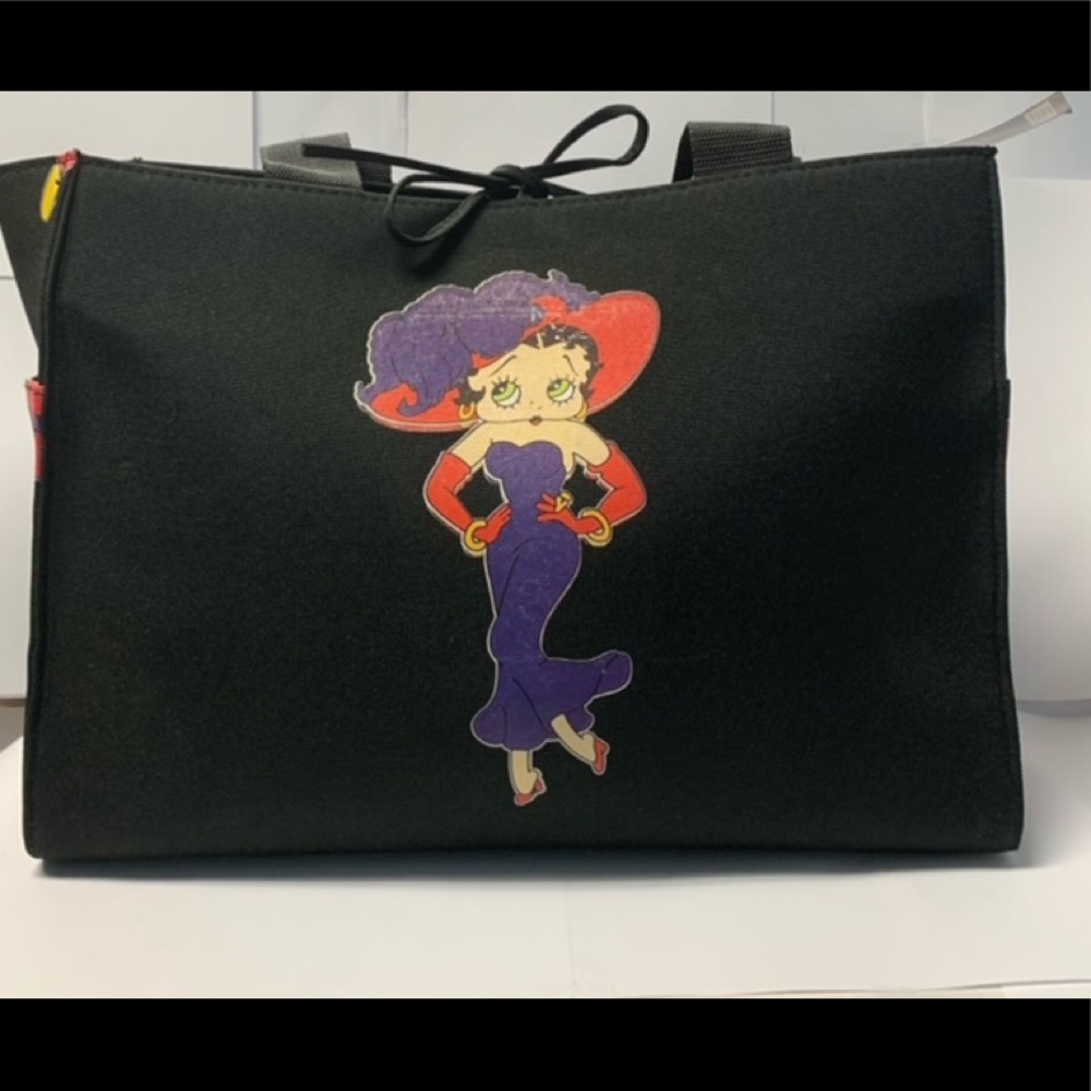 Betty Boop black bag purse handbag red and purple dress imperfect A